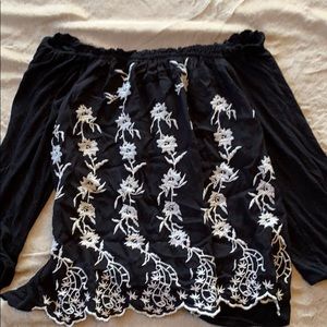 Lucky Brand off the should black long sleeve